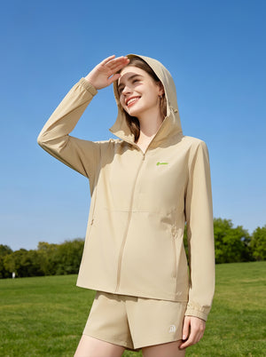 Womens #Khaki UPF50 Water Repellent Hooded Jacket