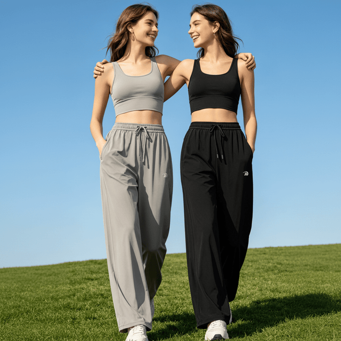 Women's Black and Grey Lightweight Sun Protection Wide Leg Pants