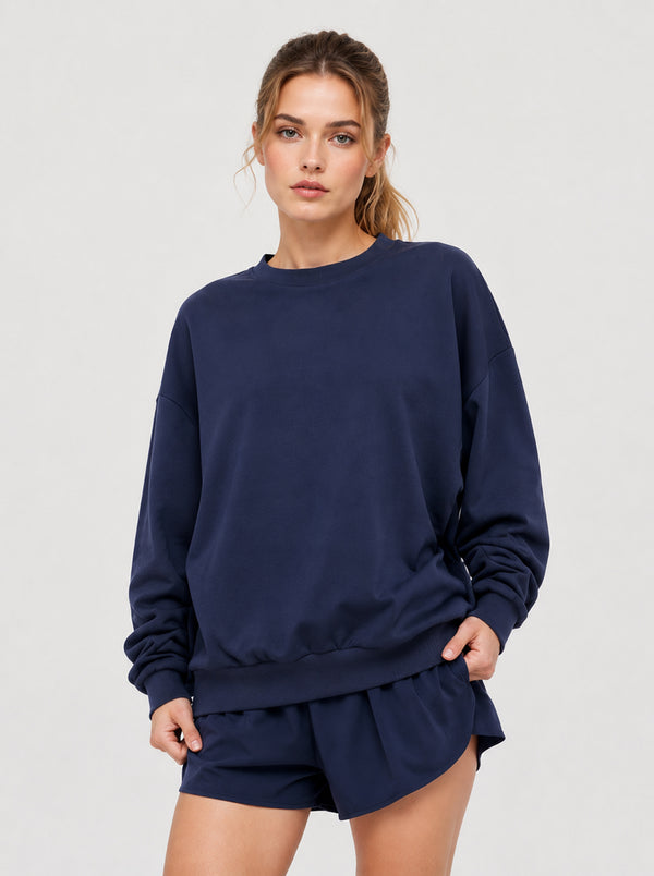 Womens #Navy Oversized Crewneck Sweatshirt