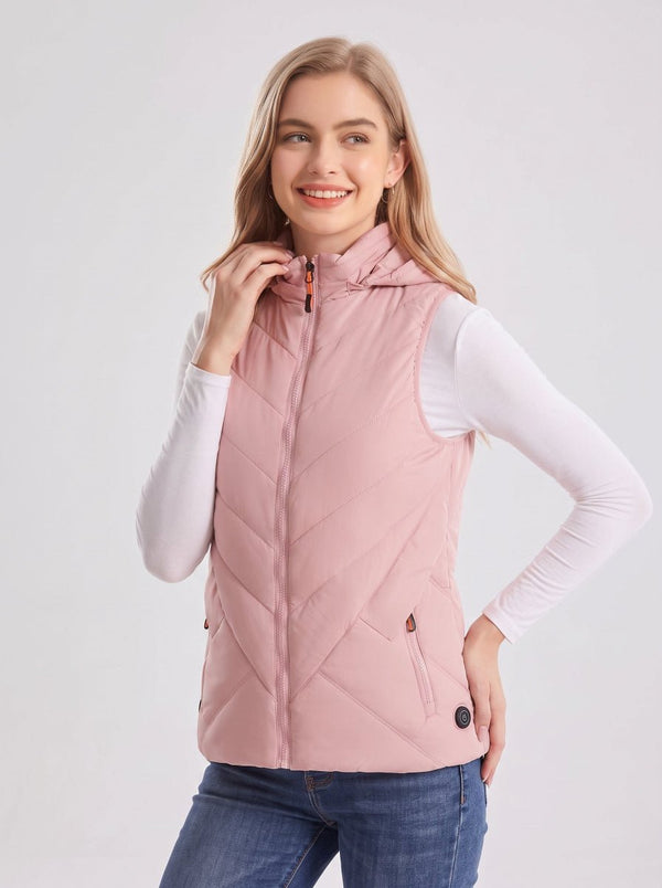 Women's #Pink Hooded Heated Gilet