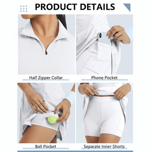 Women's Polo Collared #white Golf Dress Details