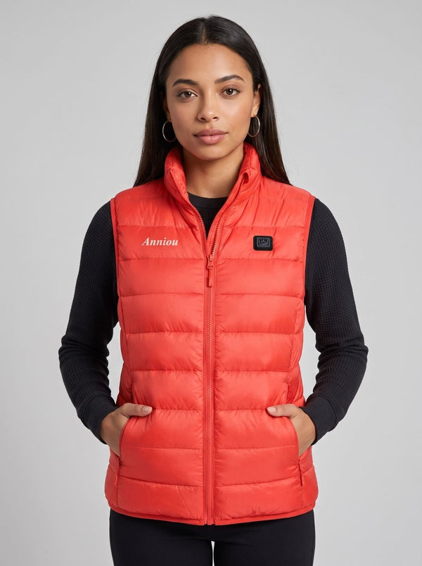 Women's Red Heated Puffer Vest zip up