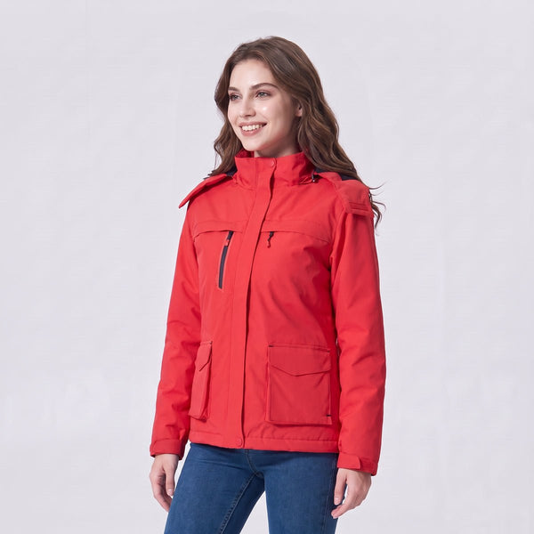 Womens #Red Heated Waterproof Softshell Jacket