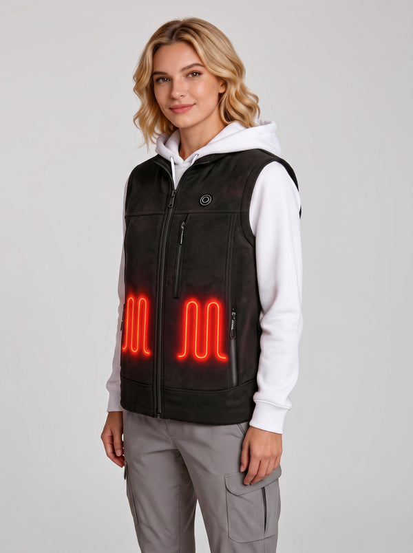 Black Women's Soft-shell Heated Vest Side view