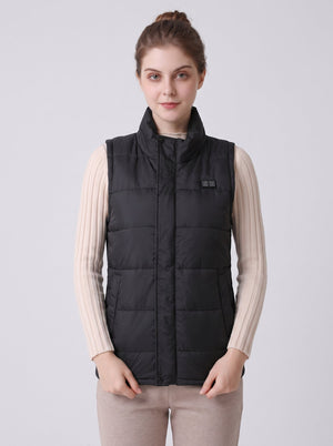 #Black Women's Stand Collar Heated Gilet