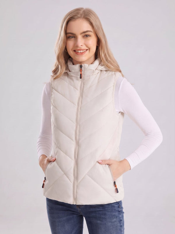 Women's #White Hooded Heated Gilet