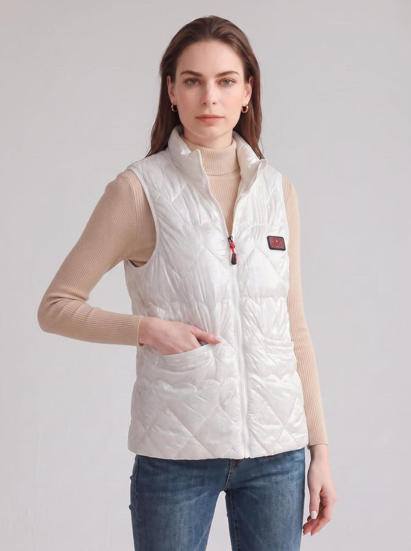 Women's #White Quilted Heated Gilet