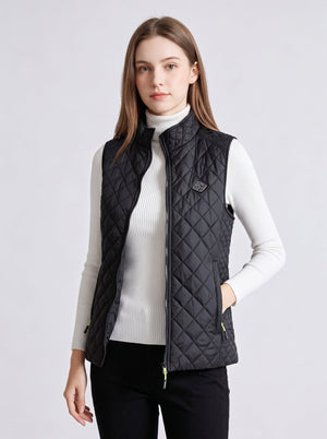 Women's Zip up Diamond Quilted Heated Vest  in #black