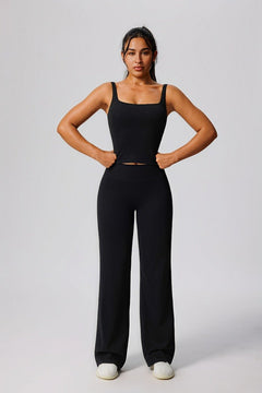 Women's #black yoga sports top and trousers 