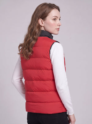 Women's #red Heated Puffer Gilet side view