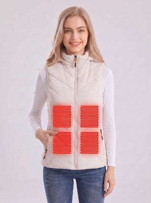 Women's #white Hooded Heated vest