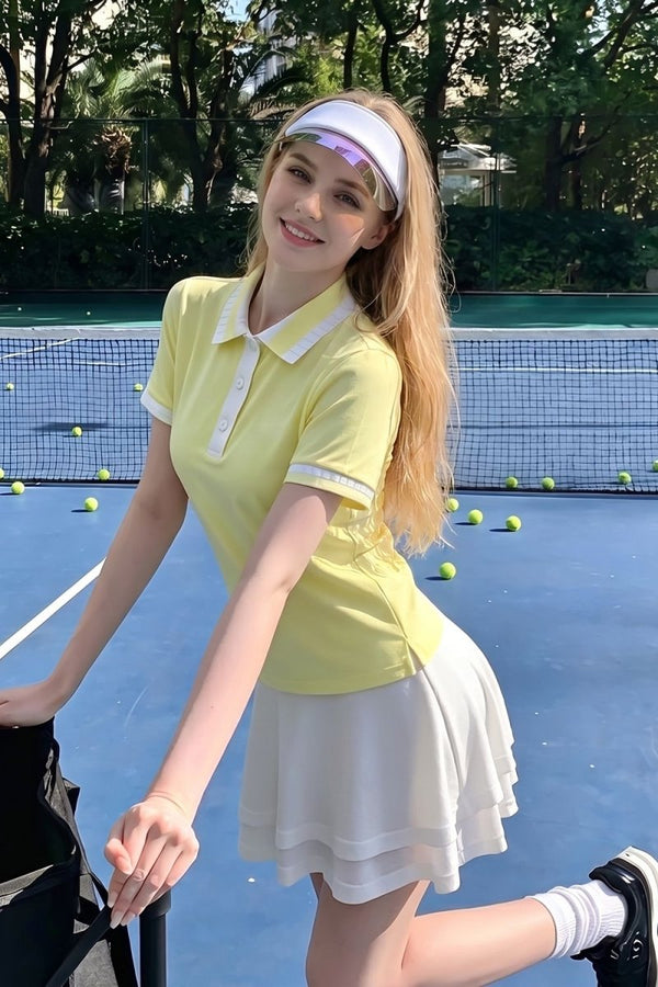 Women's #yellow Tennis Polo quick dry