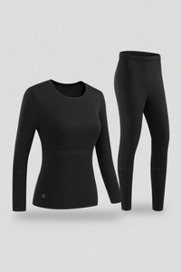 Womens Black 28 Area Heated Thermals set