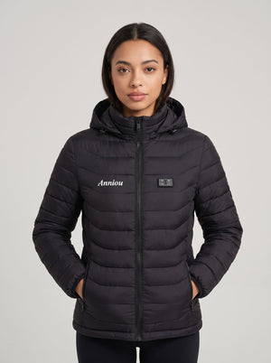 Women's Black Heated Puffer Jacket