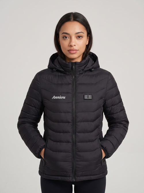 Women's Black Heated Puffer Jacket