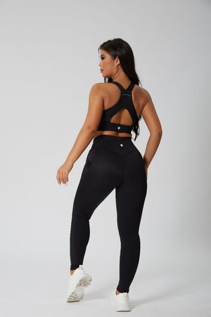 Women's #Black High Waist Butt Lifting Leggings and Racer Back Vest  by Anniou 