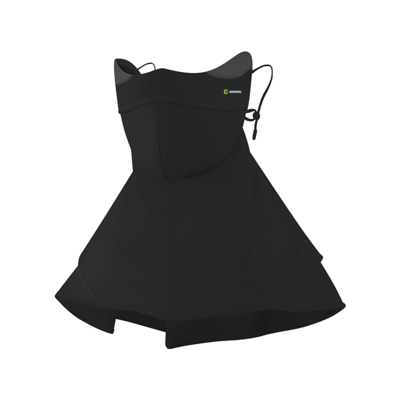 Womens Black Raw Yarn UV Face Cover UPF 50+