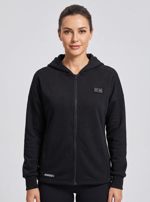 Womens Full-Zip Heated Hoodie in Black