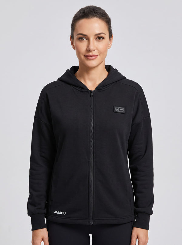 Womens Full-Zip Heated Hoodie in Black