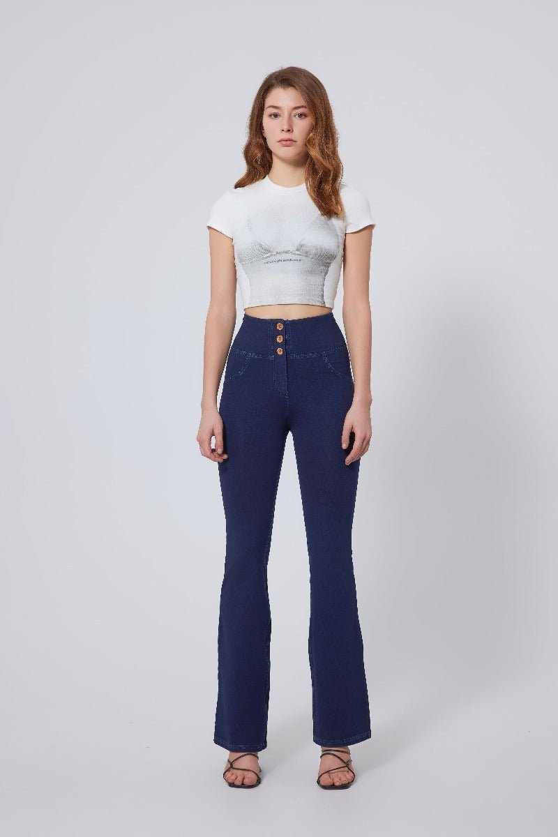 Women's #Navy High Waist Straight Flare Jeans