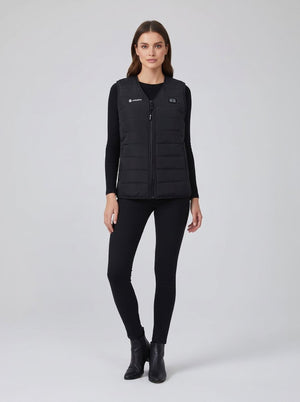 Women's black V Neck Heated Gilet and trousers