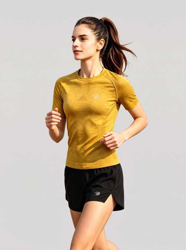 #Yellow Women Quick Dry Short Sleeve T-shirt