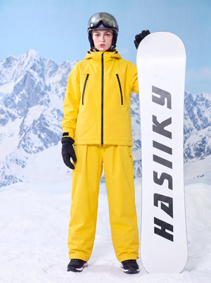 #Yellow Windproof Women's Ski Shell Jacket & Trouser Set