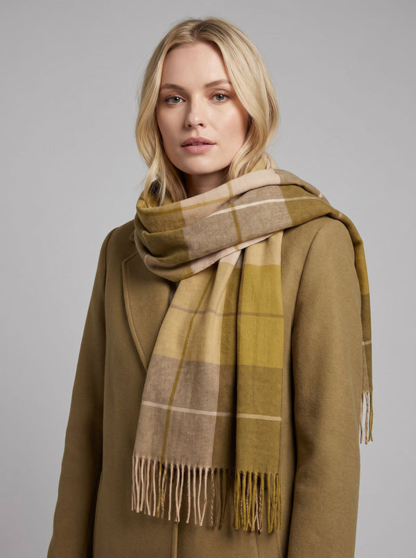 #Yollow Women Checkered Tassel Scarf