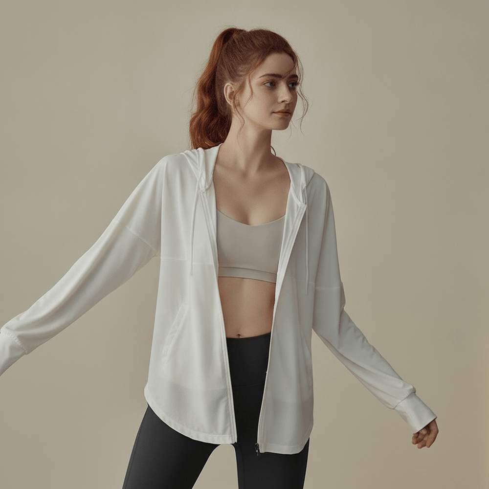 White Yoga Sun Protection Hoodie