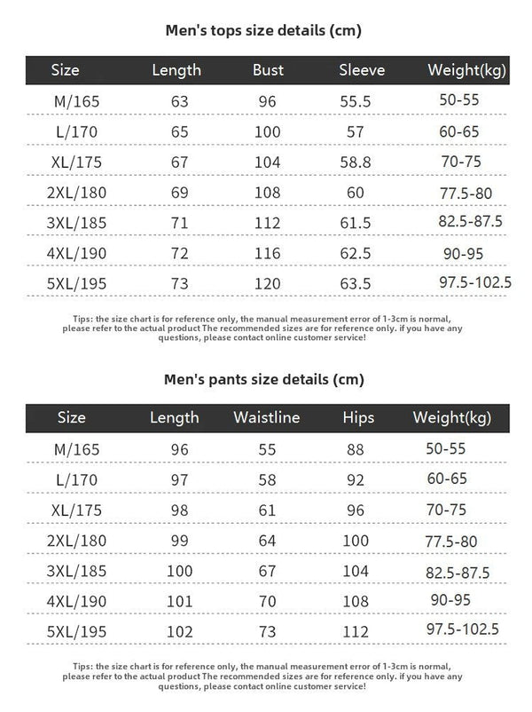 Anniou 28 Area men Heated Thermal Underwear size guide 