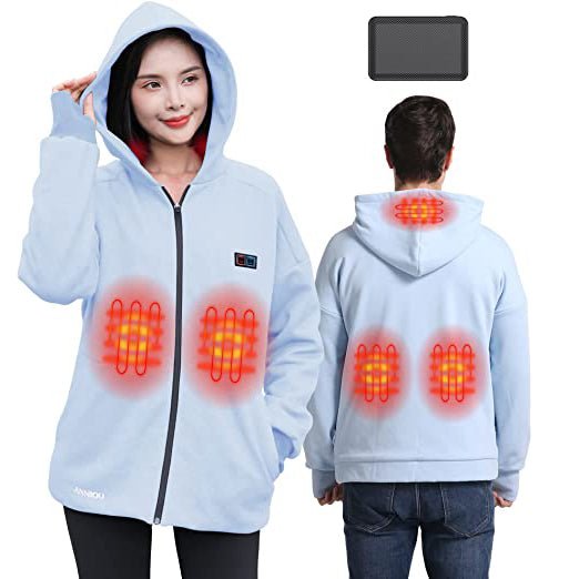 Anniou Blue and Grey Heated Zip Hoodie - Sidiou Group