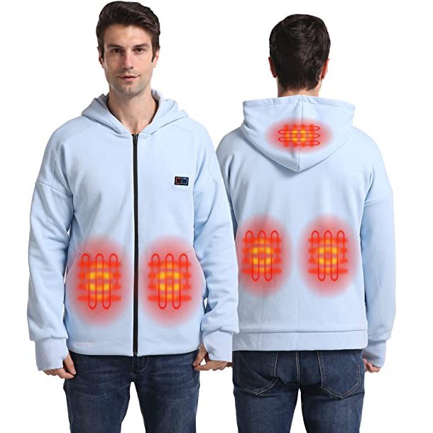 Anniou Blue and Grey Heated Zip Hoodie - Sidiou Group