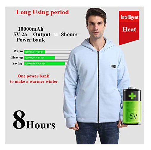 Anniou Blue and Grey Heated Zip Hoodie - Sidiou Group