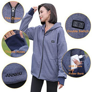Anniou Blue and Grey Heated Zip Hoodie - Sidiou Group