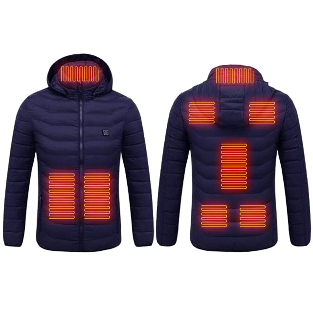 Anniou Men's 8 Area blue Quilted Heated Jacket front and back