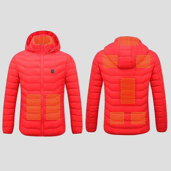 Anniou Men's 8 Area red Quilted Heated Jacket front and back