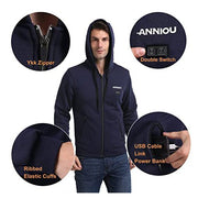 Anniou Men's Navy Heated Zip Up Hoodie - Sidiou Group