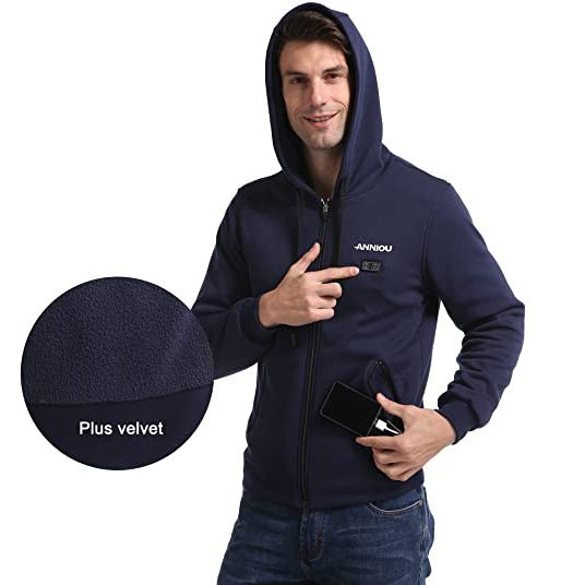 Anniou Men's Navy Heated Zip Up Hoodie - Sidiou Group