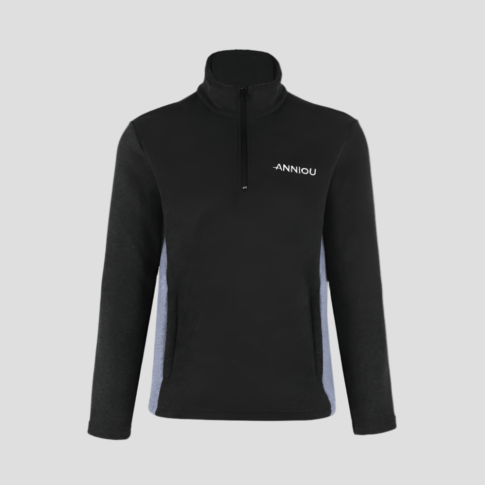 men's black Polar Fleece Half Zip Pullover Sweatshirt