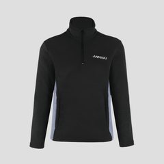 men's black Polar Fleece Half Zip Pullover Sweatshirt