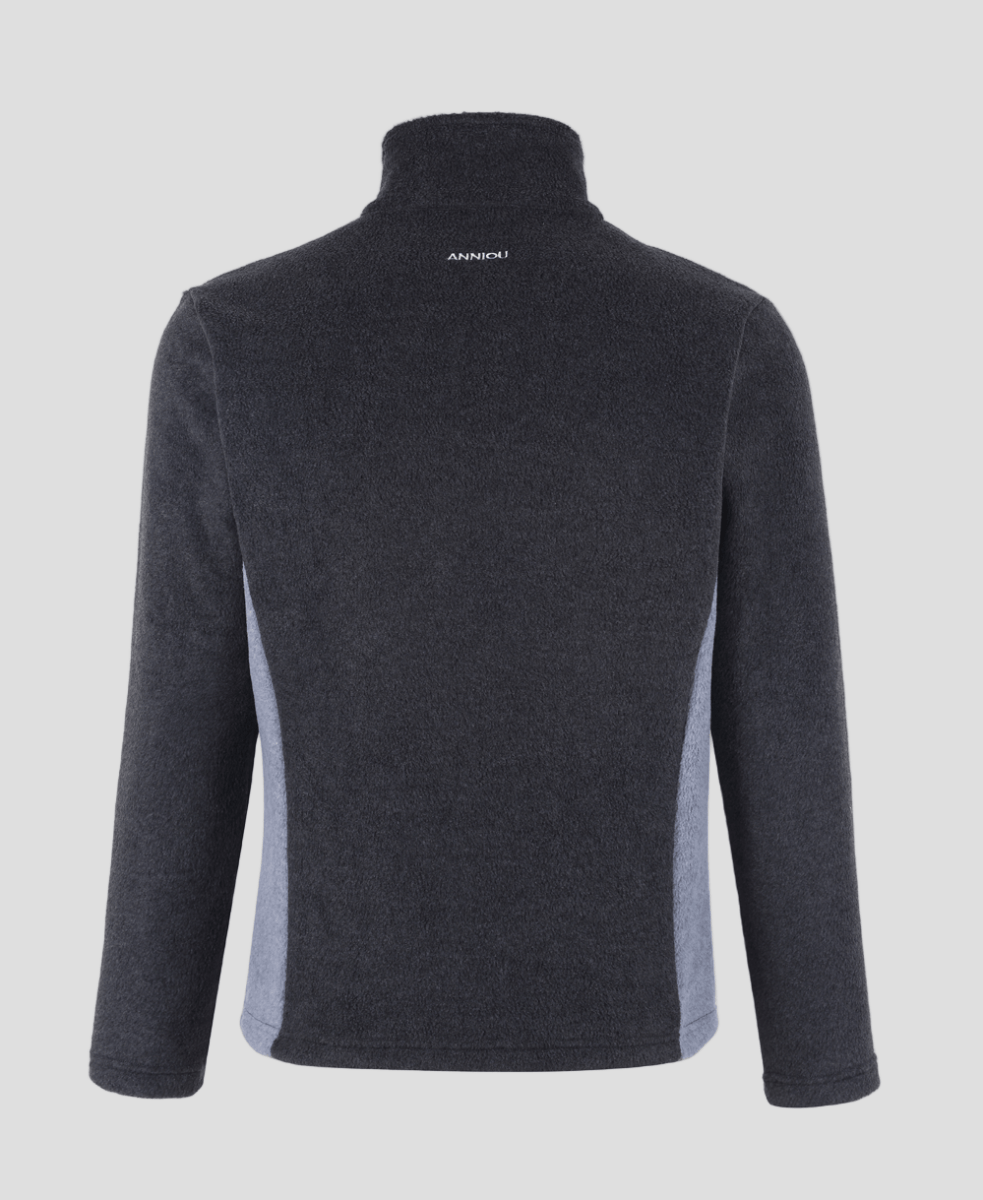 men's gray Polar Fleece Half Zip Pullover Sweatshirt back