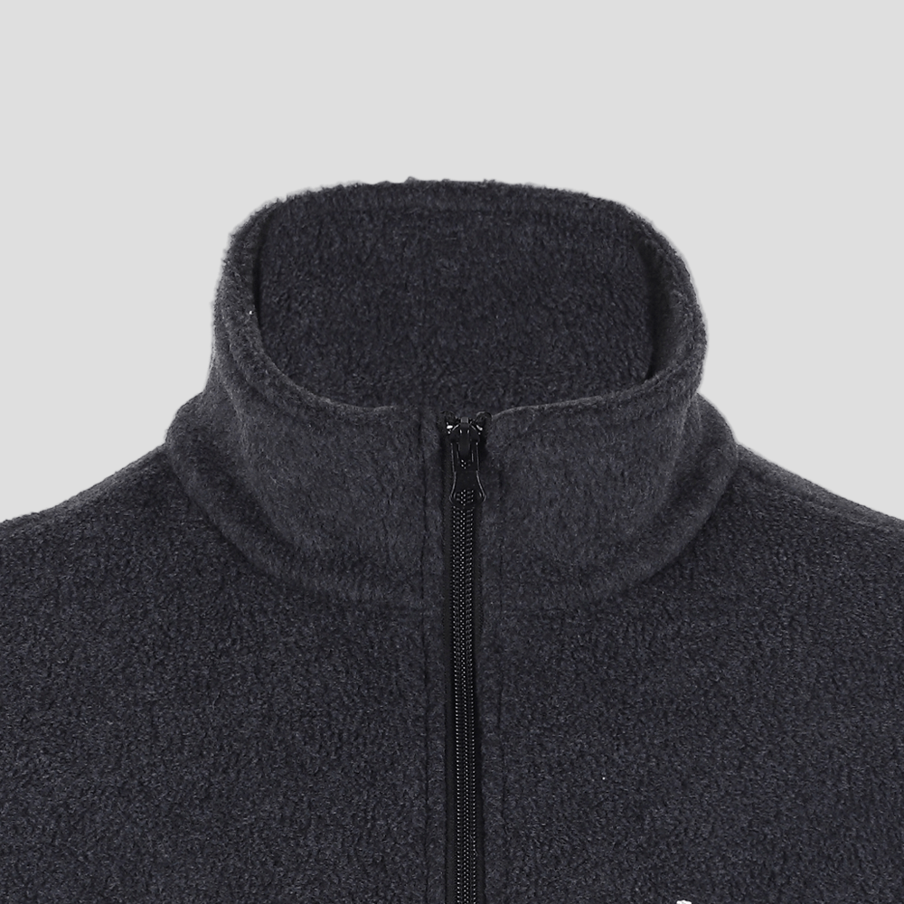 men's gray Polar Fleece Half Zip Pullover Sweatshirt coller