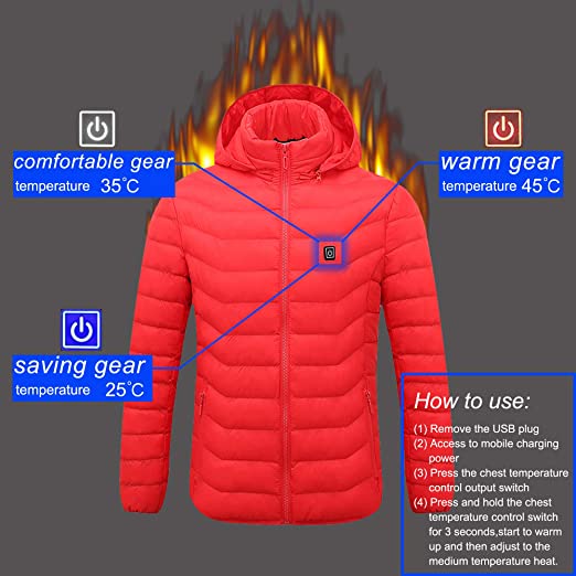 Anniou Unisex Hooded Heated Duck Down Jacket - Sidiou Group