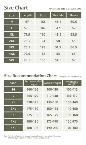 Seamless Hardshell Hooded Jacket size guide for weight and height