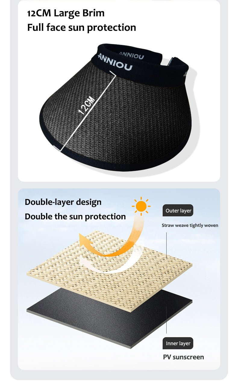 ANNIOU UV Protection Woven Straw Sun Visor - Sidiou Group