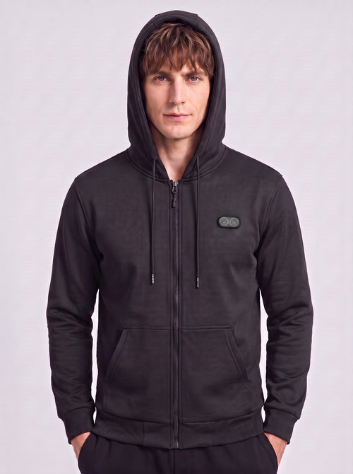 anniou #black Dual Control heated zip up hoodie