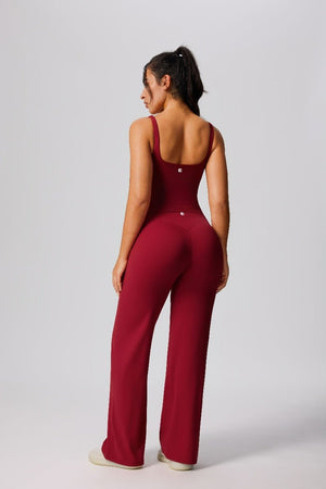 #red butt lift leggings and yoga top  by Anniou from the back 