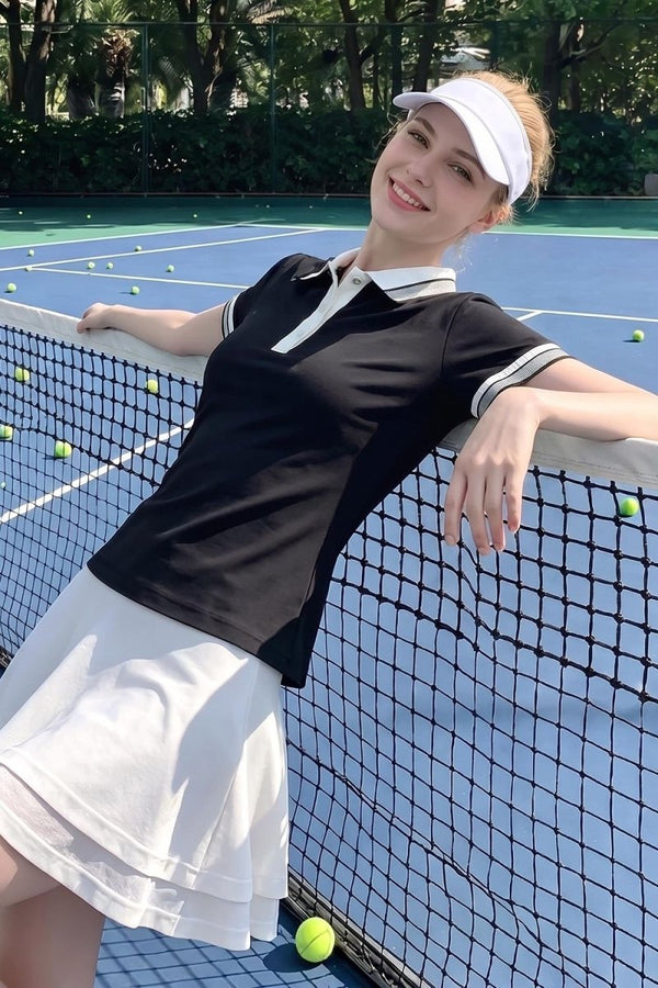 anniou women #black tennis polo shirt