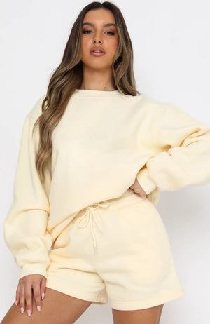 #apricot Crewneck Sweatshirt Shorts Set
