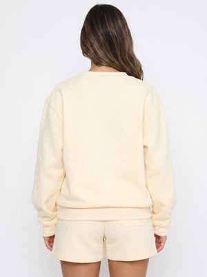 #apricot Crewneck Sweatshirt Shorts Set of back view